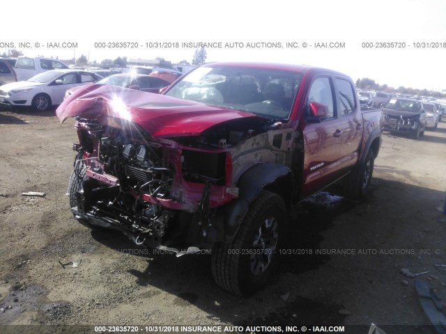 3TMCZ5AN0HM110727 - 2017 TOYOTA TACOMA DBL CAB/SR/TRDSPT/OR/PRO RED photo 2