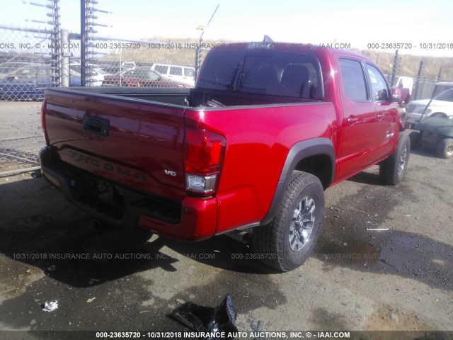 3TMCZ5AN0HM110727 - 2017 TOYOTA TACOMA DBL CAB/SR/TRDSPT/OR/PRO RED photo 4