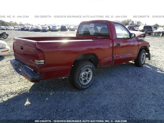 1B7FL26XXWS726561 - 1998 DODGE DAKOTA RED photo 4