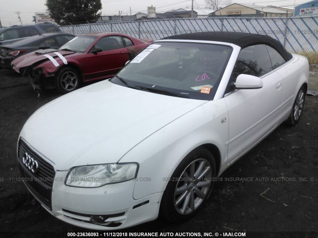 WAUDF48H27K019579 - 2007 AUDI A4 2.0T CABRIOLET QUATTRO WHITE photo 2