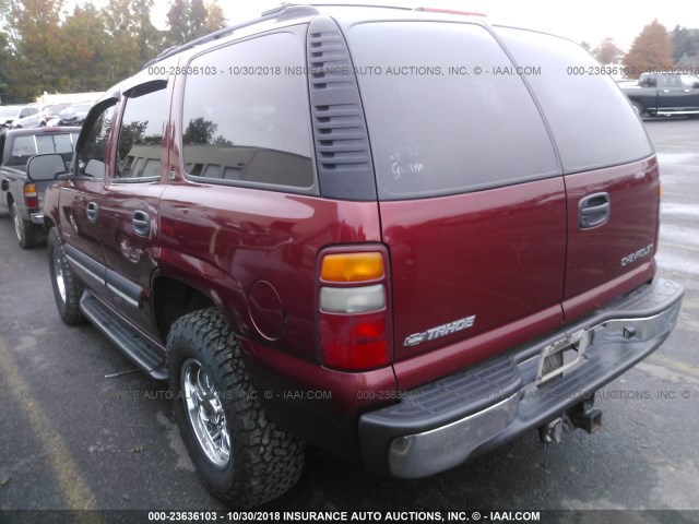 1GNEK13ZX2J146197 - 2002 CHEVROLET TAHOE K1500 RED photo 3