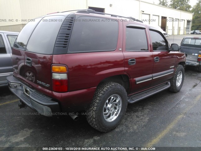 1GNEK13ZX2J146197 - 2002 CHEVROLET TAHOE K1500 RED photo 4