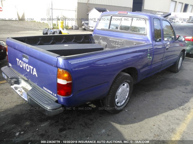 4TAVN52N6TZ124363 - 1996 TOYOTA TACOMA XTRACAB BLUE photo 4