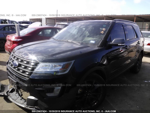 1FM5K7D85HGB39564 - 2017 FORD EXPLORER XLT BLACK photo 2