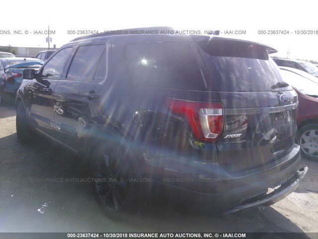 1FM5K7D85HGB39564 - 2017 FORD EXPLORER XLT BLACK photo 3