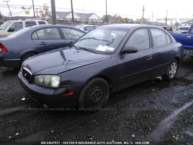 KMHDN45D72U312796 - 2002 HYUNDAI ELANTRA GLS/GT GRAY photo 2