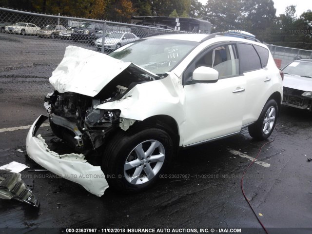 JN8AZ18U29W019056 - 2009 NISSAN MURANO S/SL WHITE photo 2