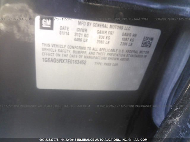 1G6AG5RX7E0163462 - 2014 CADILLAC ATS BLACK photo 9