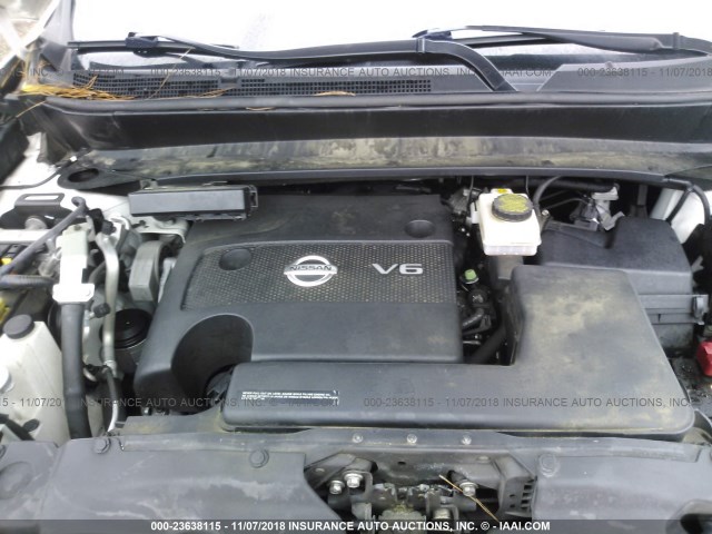 5N1AR2MN6DC631234 - 2013 NISSAN PATHFINDER S/SV/SL/PLATINUM WHITE photo 10