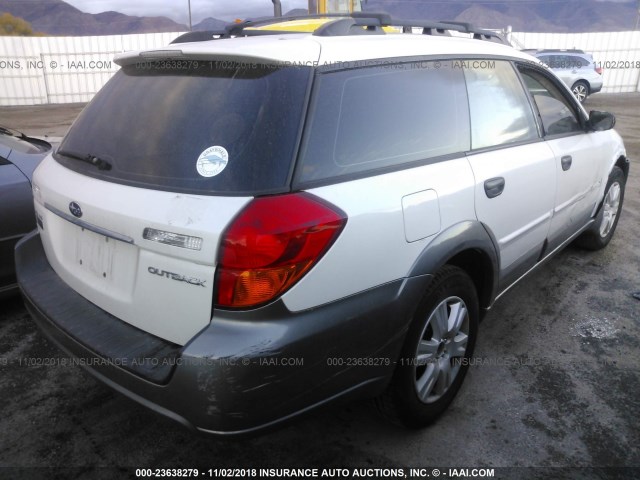 4S4BP61C957322310 - 2005 SUBARU LEGACY OUTBACK 2.5I WHITE photo 4