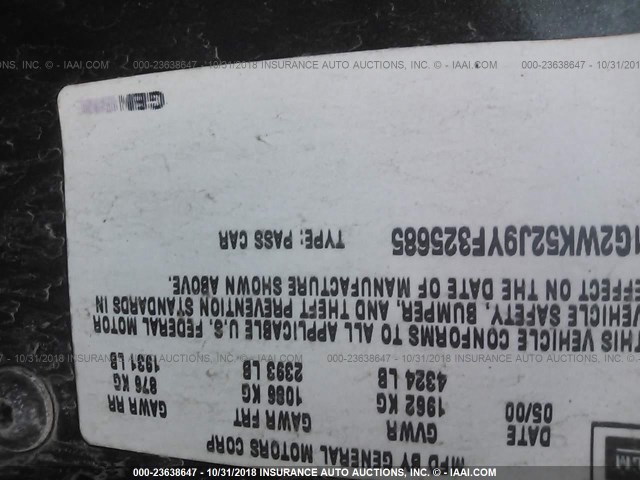 1G2WK52J9YF325685 - 2000 PONTIAC GRAND PRIX SE1 GREEN photo 9