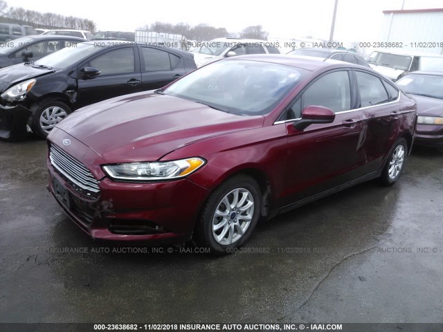 3FA6P0G70GR303076 - 2016 FORD FUSION S RED photo 2