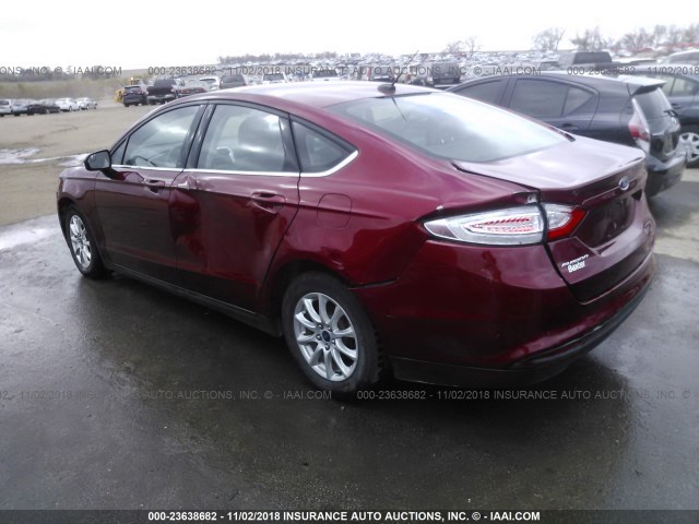 3FA6P0G70GR303076 - 2016 FORD FUSION S RED photo 3