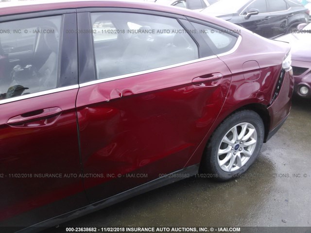 3FA6P0G70GR303076 - 2016 FORD FUSION S RED photo 6