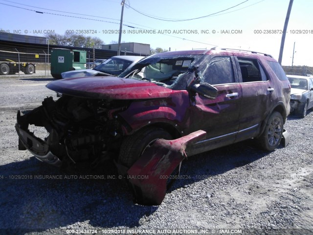 1FM5K8D86FGA38312 - 2015 FORD EXPLORER XLT RED photo 2