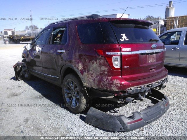 1FM5K8D86FGA38312 - 2015 FORD EXPLORER XLT RED photo 3