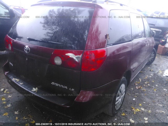 5TDZK23C08S152887 - 2008 TOYOTA SIENNA CE/LE MAROON photo 4