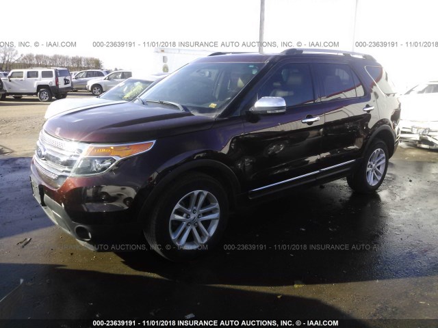 1FMHK8D82CGA96815 - 2012 FORD EXPLORER XLT MAROON photo 2