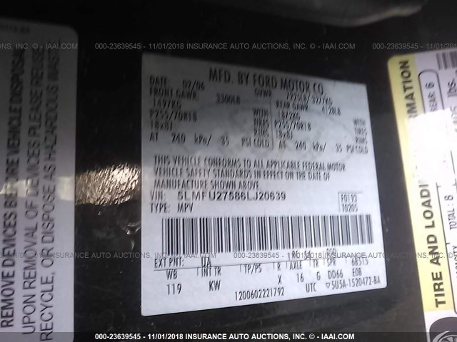 5LMFU27586LJ20639 - 2006 LINCOLN NAVIGATOR Қара фото 9