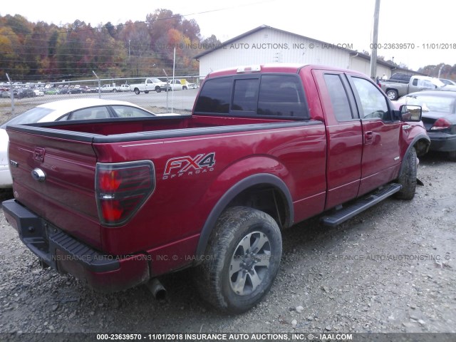 1FTFX1ET4CFA55129 - 2012 FORD F150 SUPER CAB RED photo 4