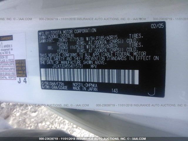 JTLKT324554015731 - 2005 TOYOTA SCION XB Ақ фото 9