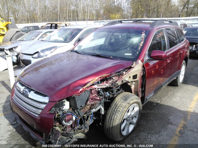 4S4BRCCC9D3232912 - 2013 SUBARU OUTBACK 2.5I PREMIUM RED photo 2