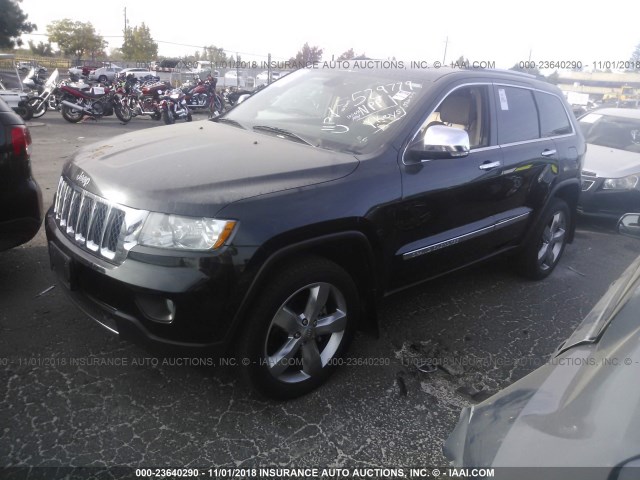 1C4RJFCG8DC529779 - 2013 JEEP GRAND CHEROKEE OVERLAND BLACK photo 2