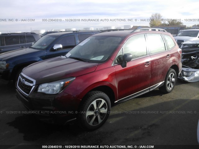 JF2SJABC7HH512162 - 2017 SUBARU FORESTER 2.5I RED photo 2