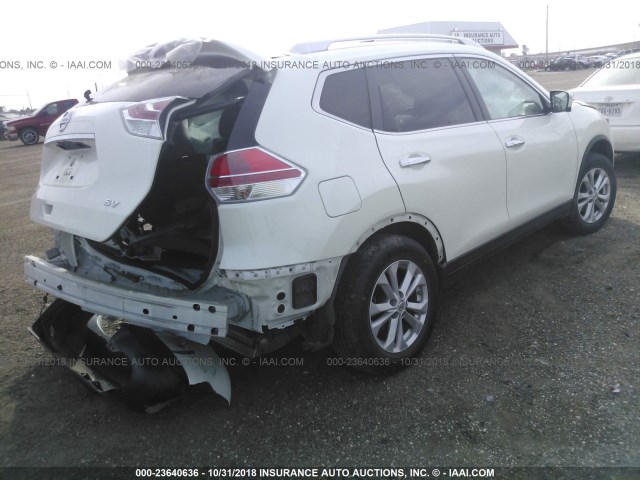 KNMAT2MTXFP561169 - 2015 NISSAN ROGUE S/SL/SV WHITE photo 4