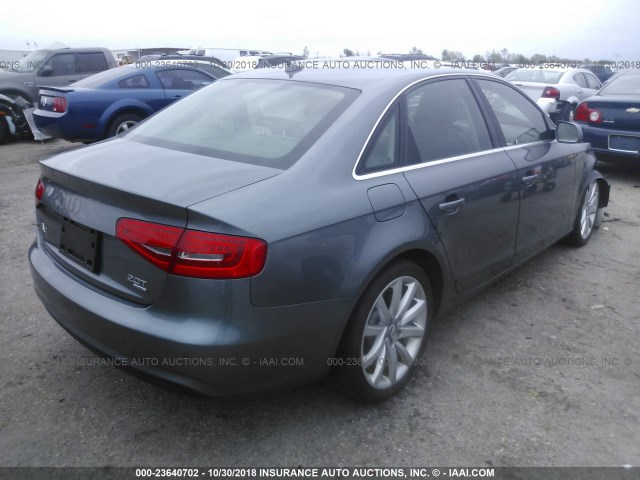 WAUHFAFL3DN023657 - 2013 AUDI A4 PREMIUM PLUS GRAY photo 4