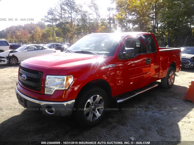 1FTFX1CF2DKD86331 - 2013 FORD F150 SUPER CAB RED photo 2