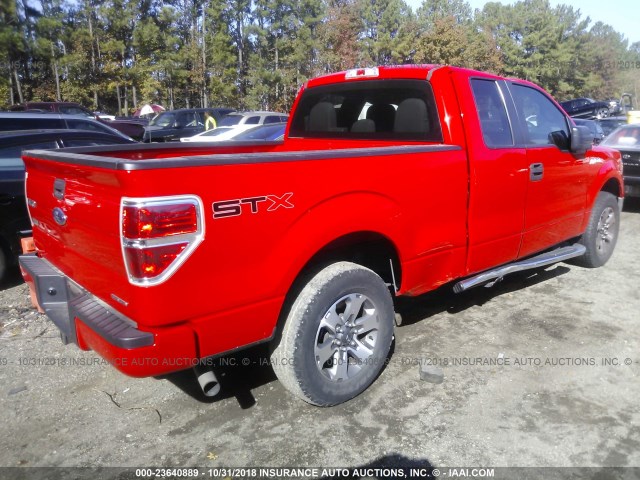 1FTFX1CF2DKD86331 - 2013 FORD F150 SUPER CAB RED photo 4