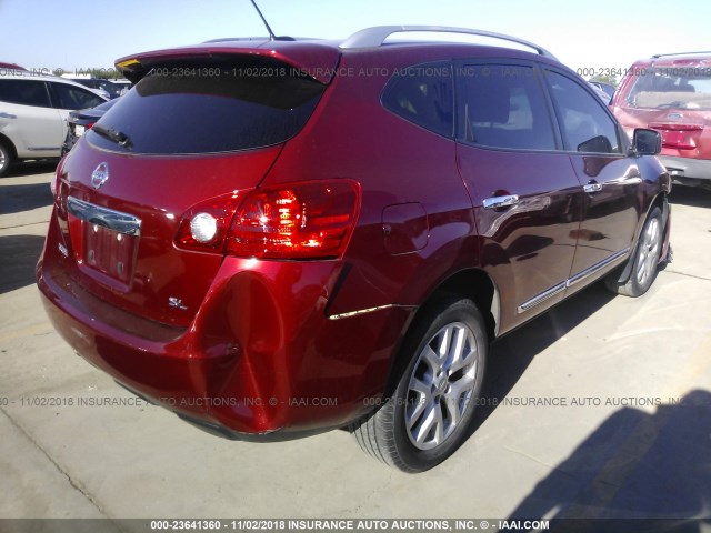 JN8AS5MT4DW513890 - 2013 NISSAN ROGUE S/SV RED photo 4