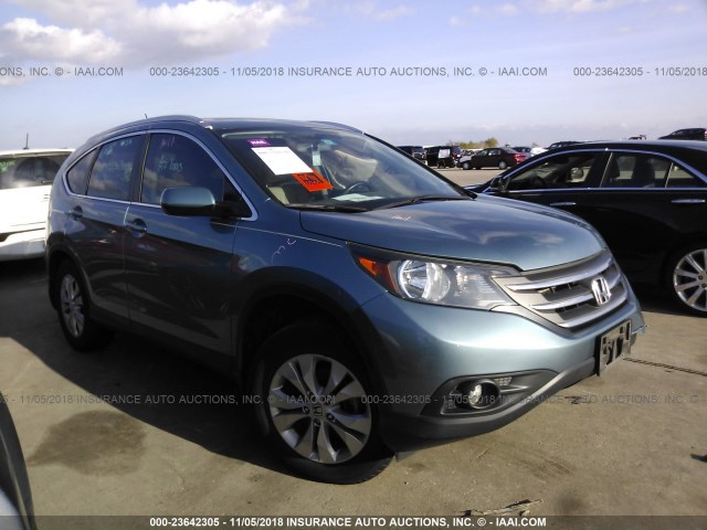 2HKRM3H70EH516688 - 2014 HONDA CR-V EXL BLUE photo 1