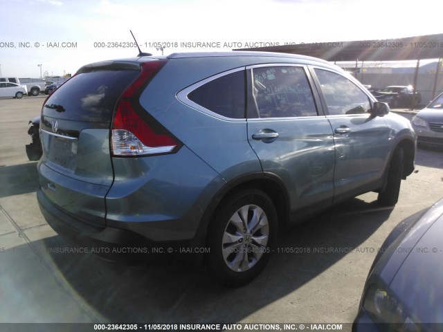 2HKRM3H70EH516688 - 2014 HONDA CR-V EXL BLUE photo 4