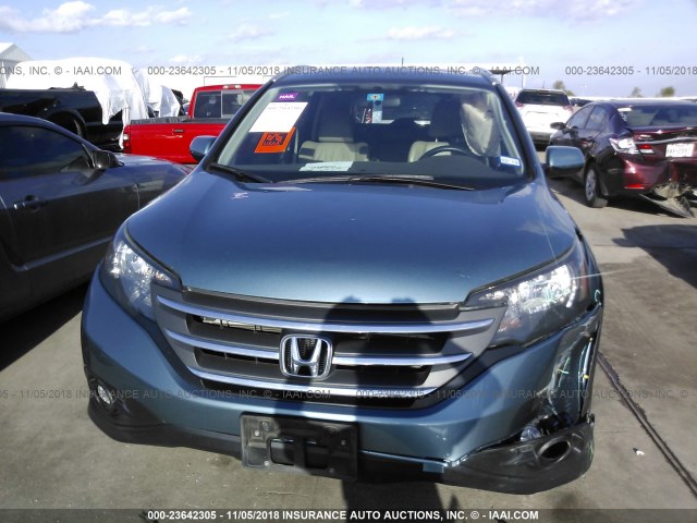 2HKRM3H70EH516688 - 2014 HONDA CR-V EXL BLUE photo 6