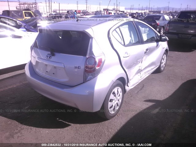 JTDKDTB38E1064200 - 2014 TOYOTA PRIUS C SILVER photo 4