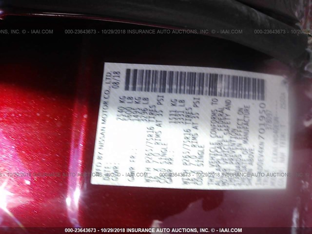 1N6AD0EV4KN701950 - 2019 NISSAN FRONTIER RED photo 9