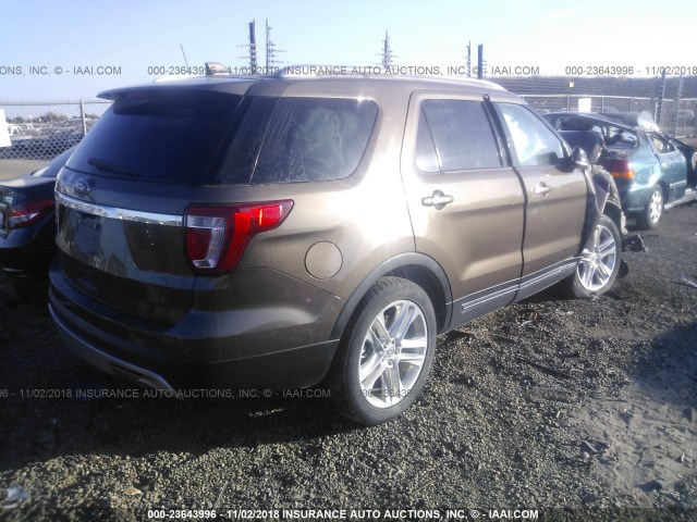 1FM5K7D80GGA44327 - 2016 FORD EXPLORER XLT BROWN photo 4