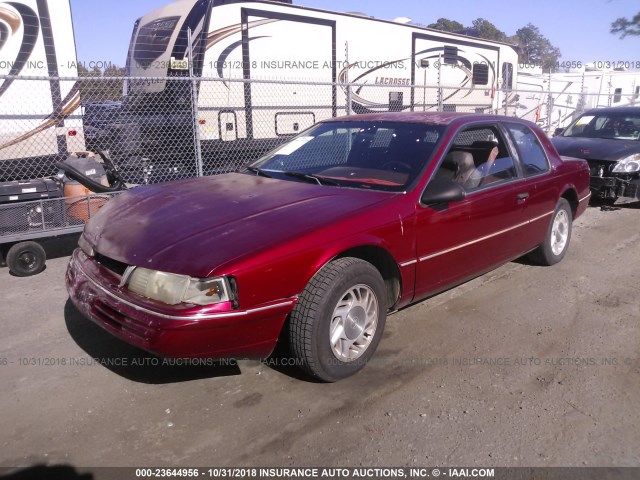 1MEPM6045NH636753 - 1992 MERCURY COUGAR LS MAROON photo 2