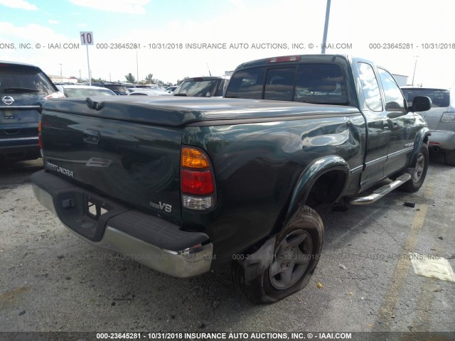 5TBRT38141S181320 - 2001 TOYOTA TUNDRA ACCESS CAB LIMITED GREEN photo 4