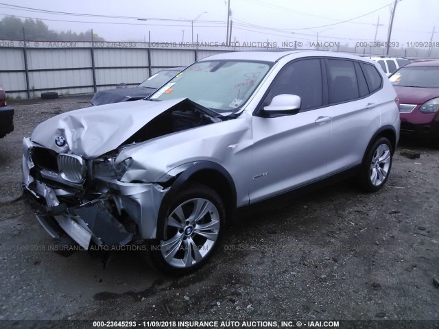 5UXWX7C5XE0E79252 - 2014 BMW X3 XDRIVE35I SILVER photo 2