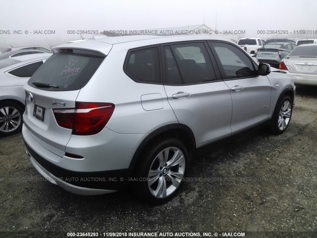 5UXWX7C5XE0E79252 - 2014 BMW X3 XDRIVE35I SILVER photo 4