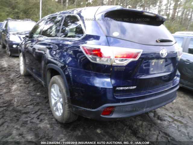 5TDZKRFH9FS081802 - 2015 TOYOTA HIGHLANDER LE/LE PLUS BLUE photo 3