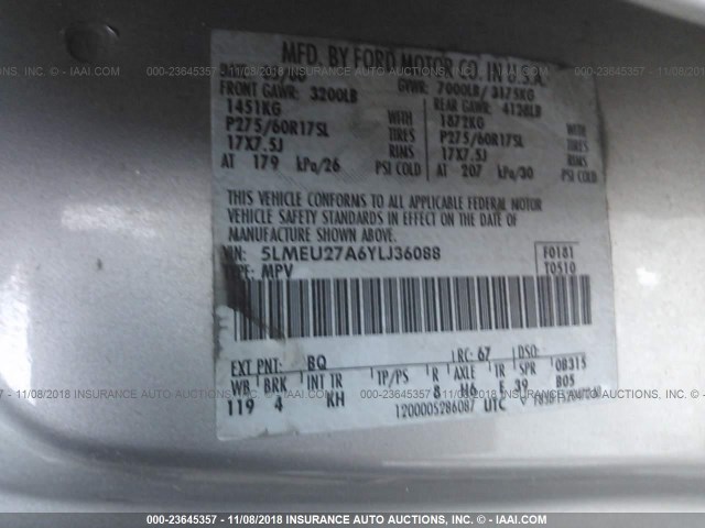 5LMEU27A6YLJ36088 - 2000 LINCOLN NAVIGATOR Қоңыр фото 9