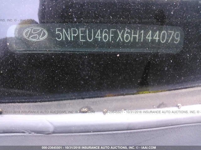 5NPEU46FX6H144079 - 2006 HYUNDAI SONATA GLS/LX WHITE photo 9