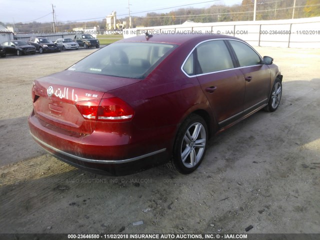 1VWBT7A30FC010159 - 2015 VOLKSWAGEN PASSAT SE RED photo 4