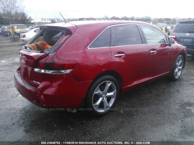 4T3BK3BB9DU083786 - 2013 TOYOTA VENZA LE/XLE/LIMITED RED photo 4