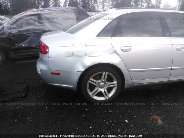 WAUDF78E86A197461 - 2006 AUDI A4 2.0T QUATTRO SILVER photo 6