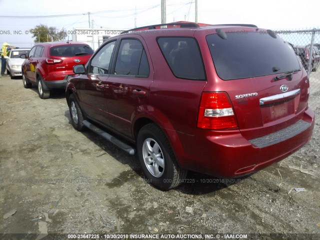 KNDJC735385796267 - 2008 KIA SORENTO EX/LX RED photo 3